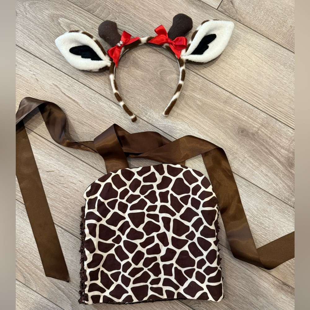 Girls Giraff Print Top & Ears Size 3T